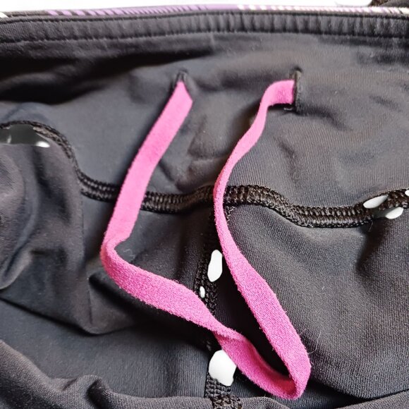 Lululemon Wet Dry Warm Black Crops Size 4 — Pink/Purple Striped Waistband - Picture 5 of 7
